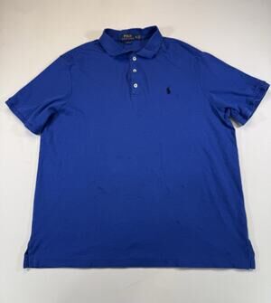 Polo Ralph Lauren Classic Fit Polo Shirt XL Blue Pony Logo Distressed Cotton